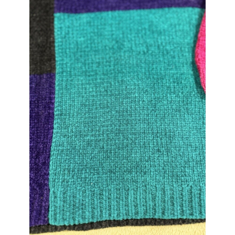 Vintage 90s 80s Alfred Dunner Color Block Chenille Sweater Women's Petite Medium - Picture 4 of 13